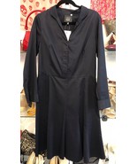 AKRIS Bergdorf Goodman Blue Cotton Long Sleeve Shirt Dress Sz 10 - $799.04 CAD