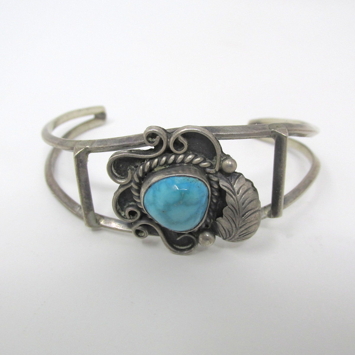 Primary image for Turquoise Bracelet Silver Leaf Original Angela Lee Native New Mexico US Seller c
