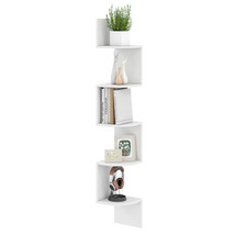 5-Tier Corner Shelf Floating Bookshelf Wall Mounted Storage Organizer-Wh... - $970.66 MXN
