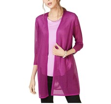 Alfani Womens S Fuchsia Purple Ottoman Illusion Stripe Cardigan Sweater NWT - £21.79 GBP