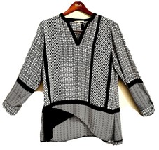 NY COLLECTION Black and White Blouse Top in Size LARGE - £11.70 GBP