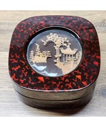 Vintage Asian Jewelry Trinket Box - Velvet lines, Chinese Japanese Pagod... - £12.76 GBP