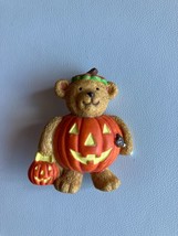 Halloween Teddy Bear Dressed As Pumpkin Pin - £11.72 GBP