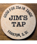 Yankton, South Dakota SD Jim&#39;s Tap Good For 25¢ Trade Token Indian Woode... - €5,08 EUR