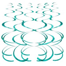 Teal Swirl Hanging Decorations Birthday Ceiling Hangings Decorations Baby Shower - £14.42 GBP