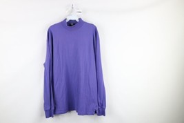 Vintage 90s Lands End Mens Large Faded Blank Mock Neck Long Sleeve T-Shirt USA - £35.48 GBP