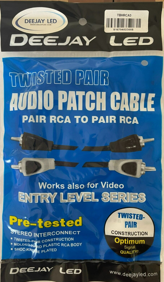 DEEJAY LED - TBHRCA3 - RCA To RCA Stereo Cooper Cable - 3 ft. - $15.95