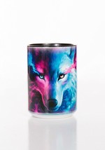 Where Light &amp; Dark Meet Wolf Wolves Ceramic Coffee Mug Cup 15 oz Black - £15.50 GBP