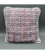 Vintage Throw Pillow Crewel Embroidery Needlepoint Cottage Core Boho Han... - $38.51 CAD
