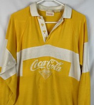 Vintage Coca Cola Polo Rugby Colorblock Yellow Spellout Medium USA 80s 90s - £39.30 GBP
