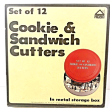Vintage Hoan Cookie Cutters Metal Set of 12 with Metal Storage Box #115 - £12.10 GBP