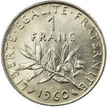 1960 France 1 Franc Coin – Fifth Republic (KM# 925, G/VG Condition or Be... - £1.01 GBP