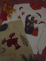 Pattern &quot;Merry Moose and Midnight Meow&quot; Applique for purchased Sweatshirts - £4.54 GBP