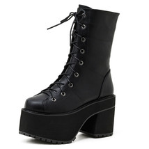 New Fashion Autumn Winter Ankle Boots Chunky Platform High Chunky Heels Big Size - £79.83 GBP