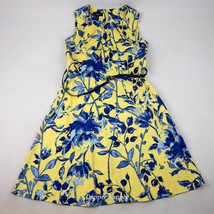 AGB Dress Sleeveless Floral Zip Womens Size 10 Blue Yellow  Stretch Comfort - $18.80