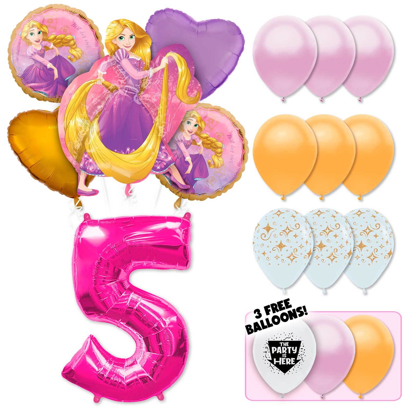 Rapunzel Deluxe Balloon Bouquet - Pink Number 5 - $32.99