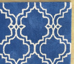 Moroccan Scroll Tile Blue Handmade Persian Style Woolen Area Rug - 3&#39; x 5&#39; - $199.00