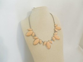 Department Store 17&quot;Silver Tone Peach Teardrop Stone Necklace K750 $34 - $14.39