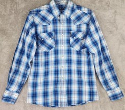 Cinch Shirt Mens Small Blue Plaid Western Modern Fit Pearl Snap Long Sleeve - $27.71