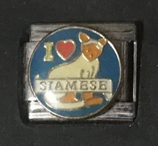I Red Heart Love Siamese Cat Enamel Wholesale Italian Charm 9MM K52 - £10.66 GBP