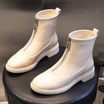 Zipper Platform Boots Women Heels Genuine Leather Designer Shoes Women&#39;s Ankle B - £62.76 GBP