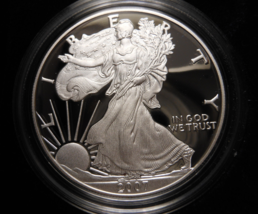 2007-W Proof Silver American Eagle 1 oz coin w/ box &amp; COA - £66.49 GBP