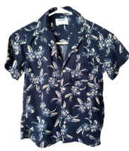 Old Navy Boys Hawaiian Shirt Size Medium 8 Navy Blue White Tropical Flor... - $10.40