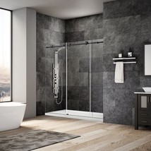 68-72&quot;Wx76&quot;H Frameless Sliding Shower Door ULTRA-C Matte Black by LessCare - £890.85 GBP