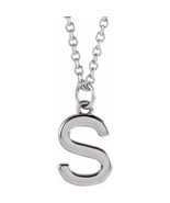 Authentic 925 Sterling Silver 0.37&quot; Letter S Dangle Pendant 18&quot; Initial ... - $67.00