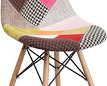 Milan Patchwork Fabric Chair With Wooden Legs From The Elon Series By Flash - $80.94
