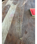 Dainty Station Chain Necklace Vintage Gold Tone Delicate Clover Faux Pea... - $17.76 CAD