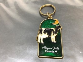 Vintage Keyring Niagara Falls Keychain Moon ~ Cow Ancien Porte-Clé Green Enamel - £6.97 GBP