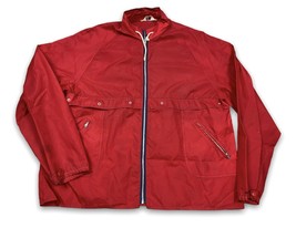 Vintage Risa Water Repellent Red Windbreaker Jacket L 70s Full Zip Light... - £15.56 GBP