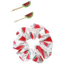 3pcs Watermelon Fruit Scrunchies &amp; Rhinestone Bobby Pin Hair Clip Access... - £10.24 GBP