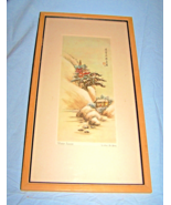Vintage Framed, Matted Art Work-Winter Scene-Ling-Fu Yang-8 by 14 1/2 - $22.50