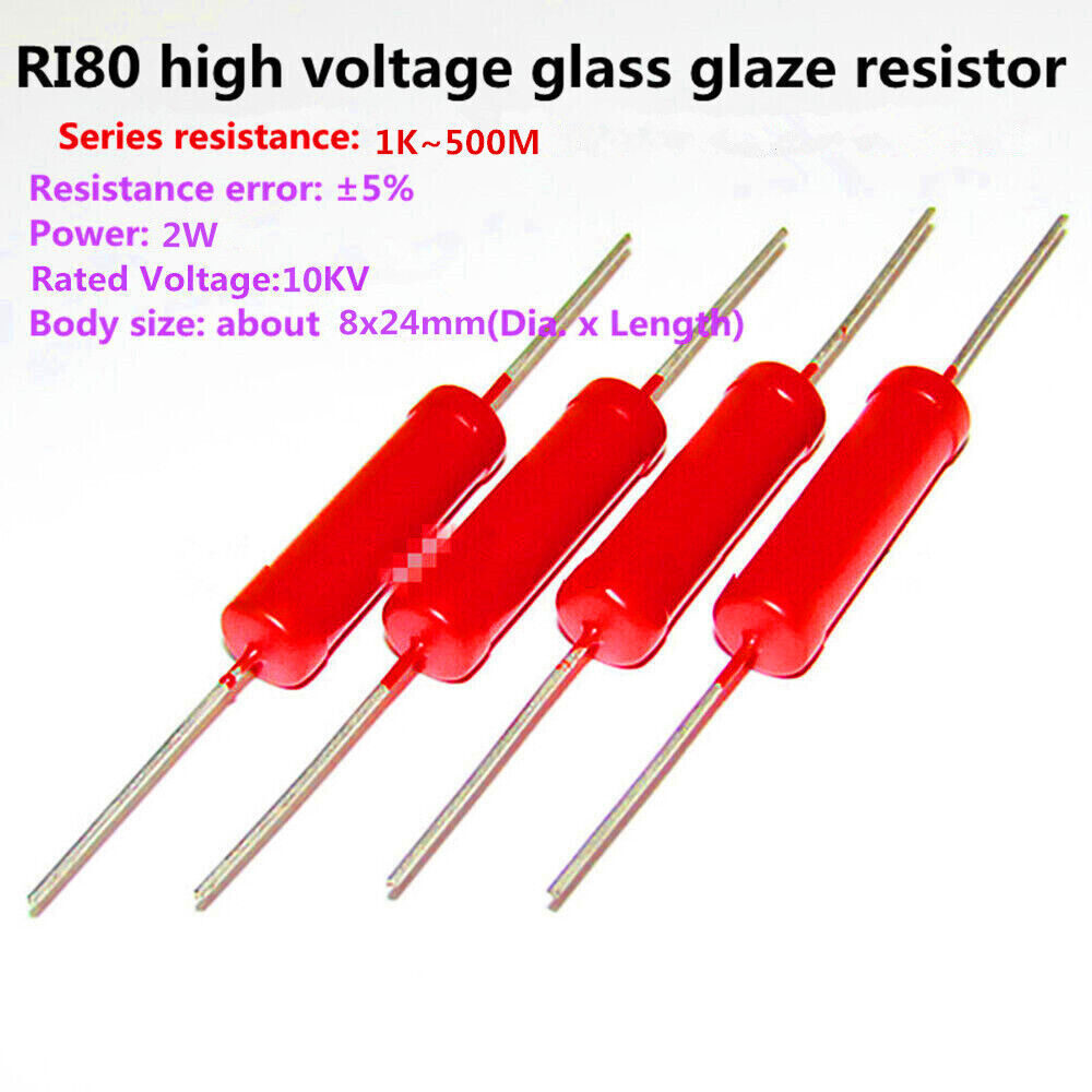 1Pc RI80 High Voltage Glass Glaze Resistor 1W8KV/2W10KV, Series Resistan... - $3.00+