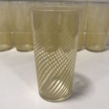 6 Vintage Libbey yellow/gold Swirl Drinking Glasses VTG  highball glasses - £23.70 GBP