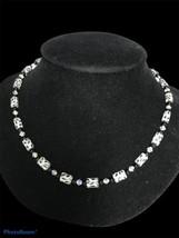 Lucite , Onyx And Ab Crystal Necklace 17” - £32.72 GBP