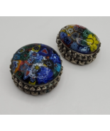 Lot of 2 Italian Murano Millefiori Trinket Boxes Vintage 1960s Colorful ... - $44.54