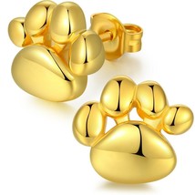 Paw Stud Earrings Sterling Silver Unique Earrings for Women Gold Tone Studs New - £47.08 GBP