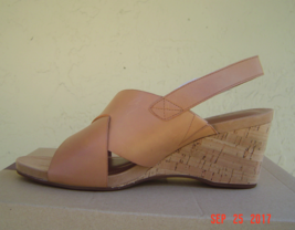 NEW EASY SPIRIT BROWN LEATHER WEDGE COMFORT SANDALS SIZE 8.5 W WIDE - $60.86