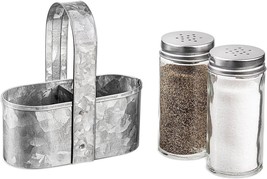 Royalty Art Farmhouse Salt and Pepper Holder with Carry Handle, Rustic Home Deco - £15.02 GBP