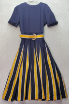 Vintage Emporio Maxi Dress Womens Sz 8 Multi Striped Belted Back Button Side Zip - £21.86 GBP