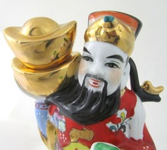 Vtg Satsuma Porcelain Money God of Wealth Decanter Bottle Gold Chinese Figurine  - £33.86 GBP