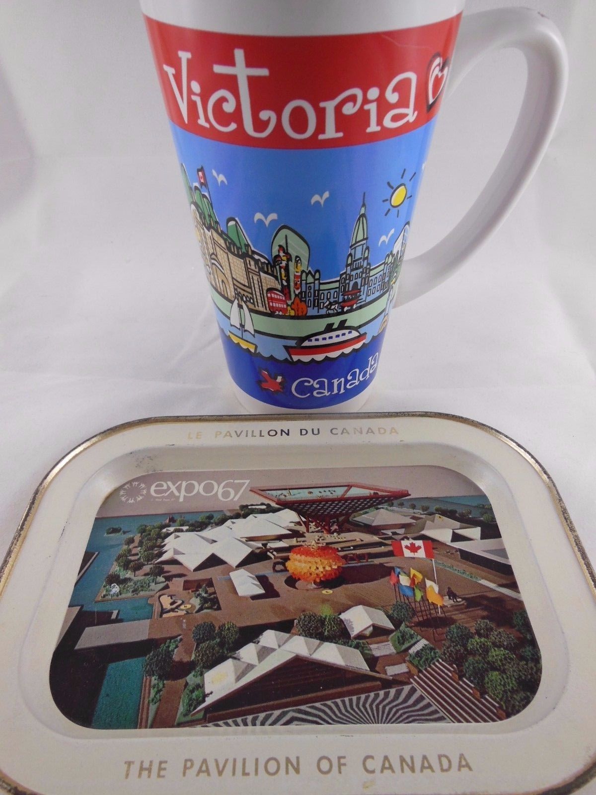 Primary image for NWT Victoria BC Canada Souvenir Coffee Mug 16 oz Plus Vintage tray Expo 67 7"x5"