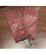 Women Driving Dress Unlined Leather Gloves With Snap Closure Burgundy Large - $10.54