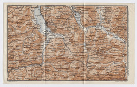 1910 Antique Map Of Vicinity Of Tegernsee Schliersee Alps Bavaria Bayern Germany - £18.37 GBP