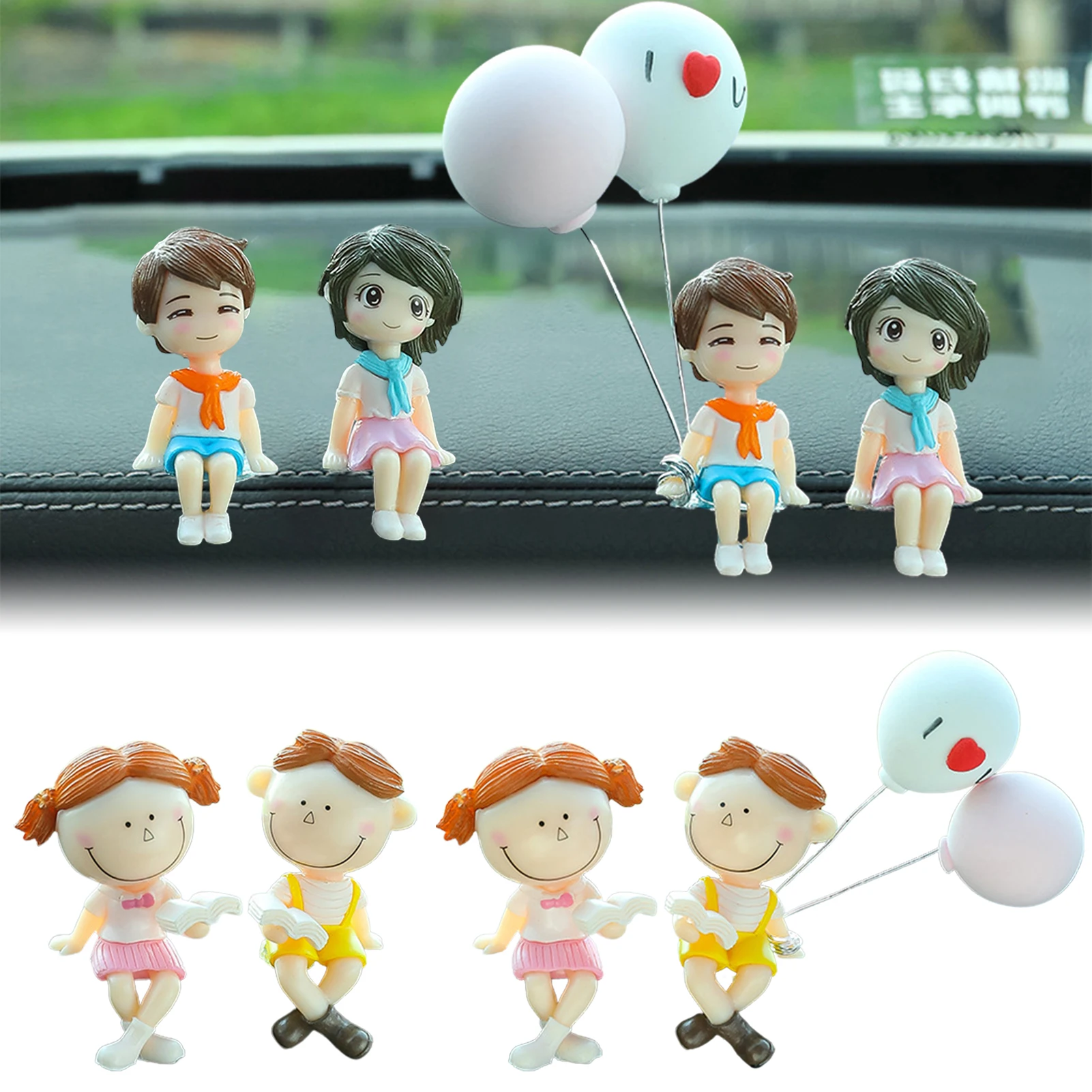 Play New Cute Cartoon Couples Car Decoration Figure FigAs Balloon Ornament Auto  - £23.15 GBP