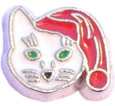 Christmas Cat Floating Locket Charm - $2.42