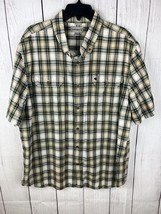 Carhartt Shirt Mens X-Large Short Sleeve Button Down Plaid Check  100% Cotton - £10.95 GBP